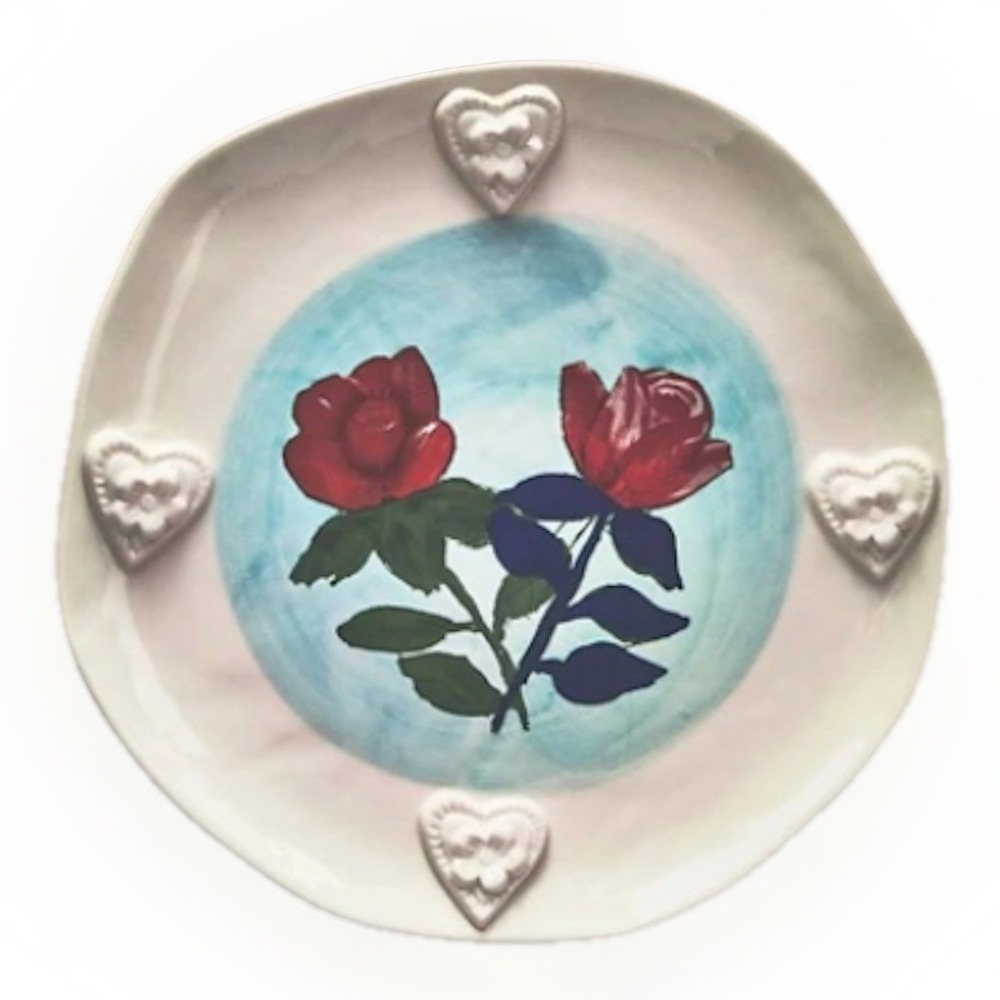 New Anthropologie Francesca Kaye  Dessert Plate Rose SET OF TWO